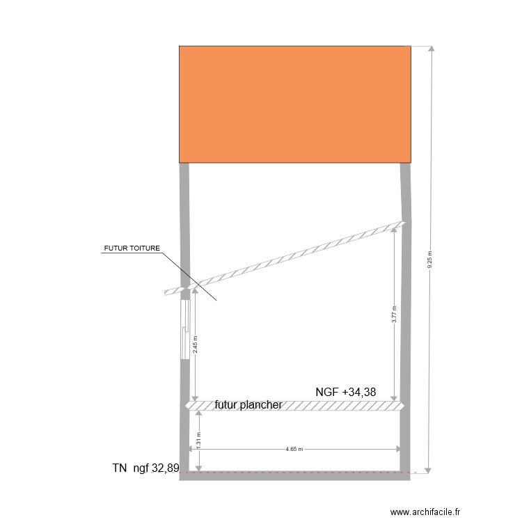 coupe A. Plan de 0 pièce et 0 m2