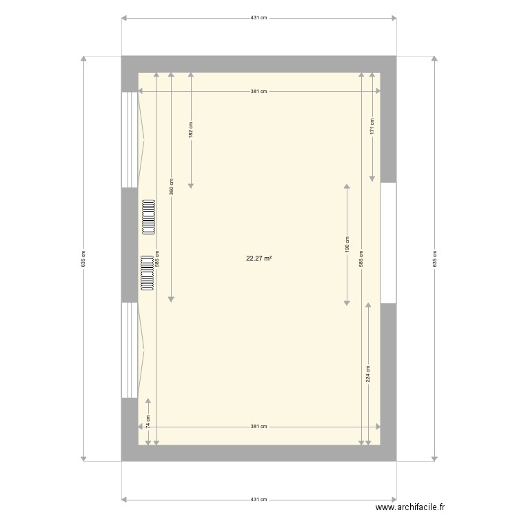 Dimensions exactes piece JJ. Plan de 0 pièce et 0 m2