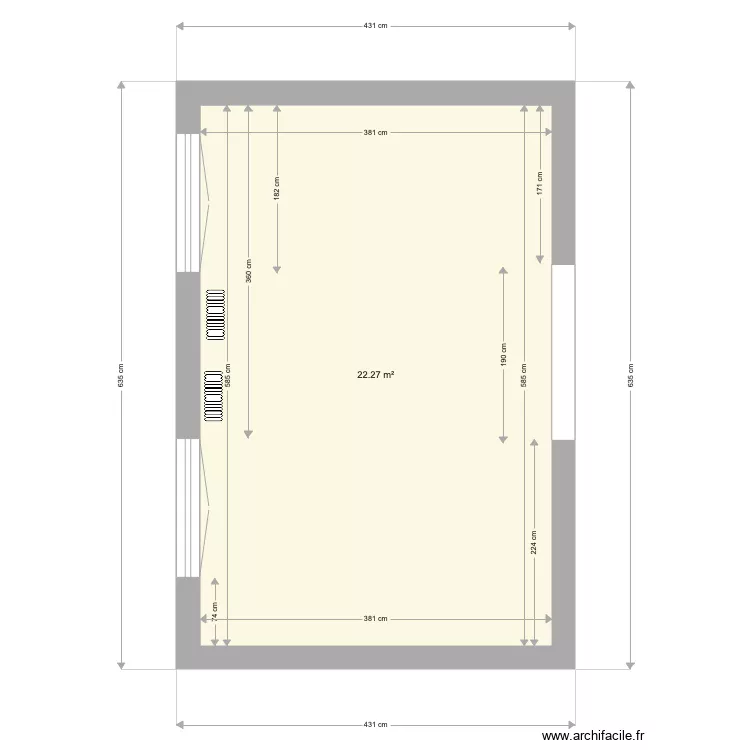 Dimensions exactes piece JJ. Plan de 