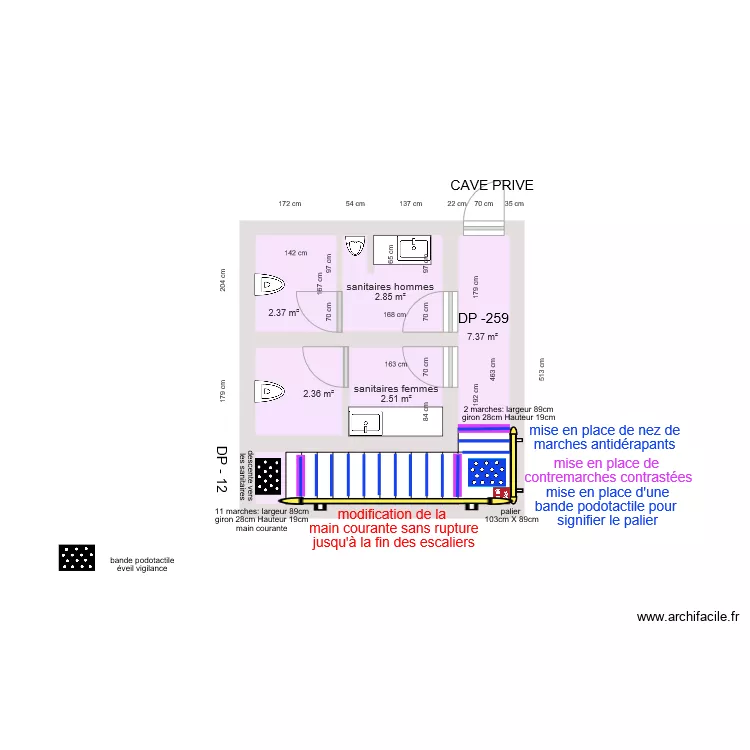 LA CAFE DES ARTS SOUS SOL APRES TRAVAUX. Plan de 