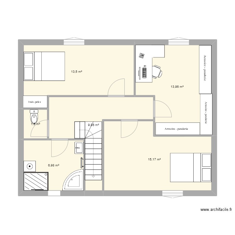 MAISON 1 ETAGE. Plan de 6 pièces et 61 m2