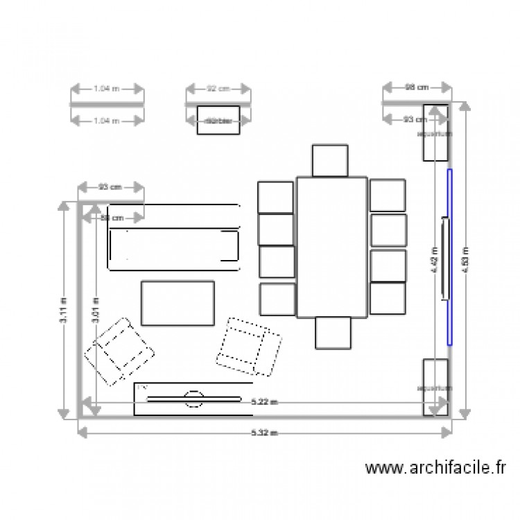 salon meublé. Plan de 0 pièce et 0 m2