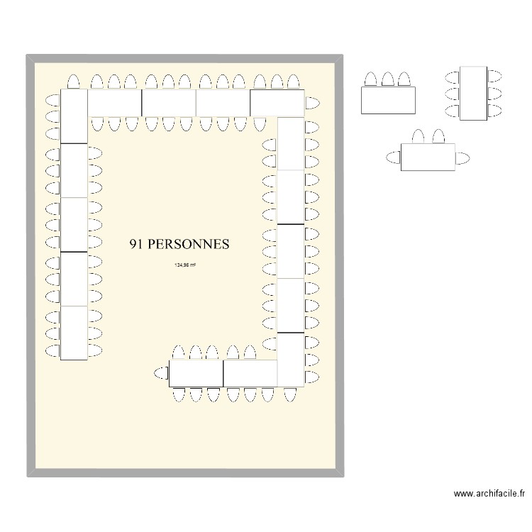 Plan de table mariage U - 91personnes. Plan de 0 pièce et 0 m2