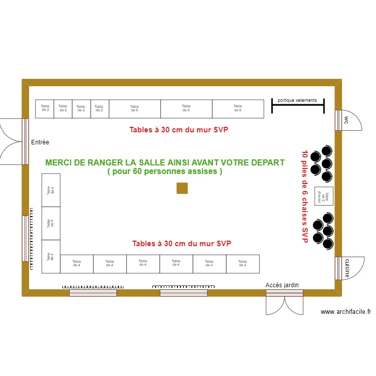 plan rangement salle. Plan de 1 pièce et 96 m2