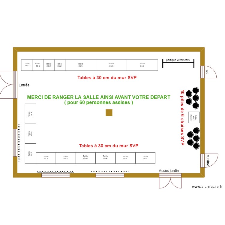 plan rangement salle. Plan de 0 pièce et 0 m2