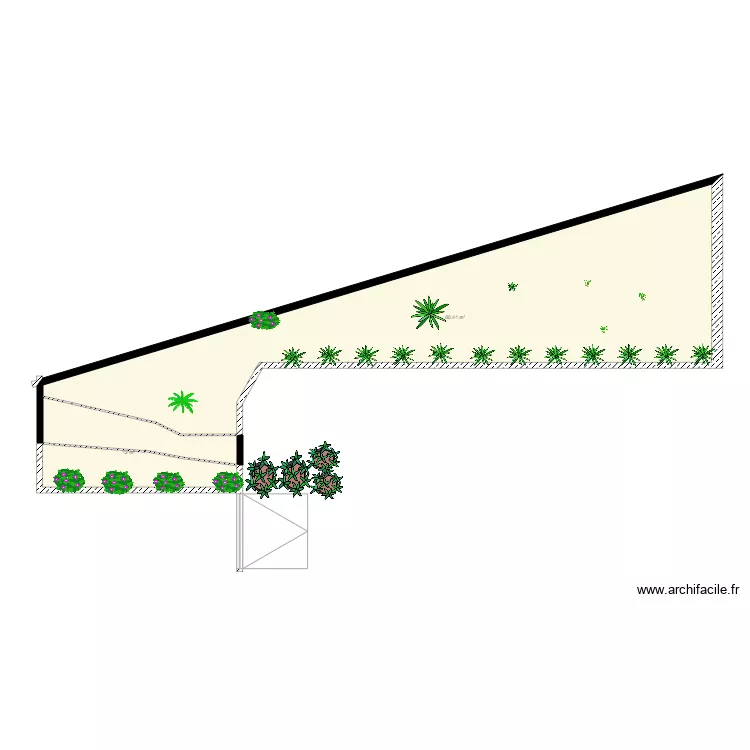 Exterieur Devant 2 avec plantes. Plan de 