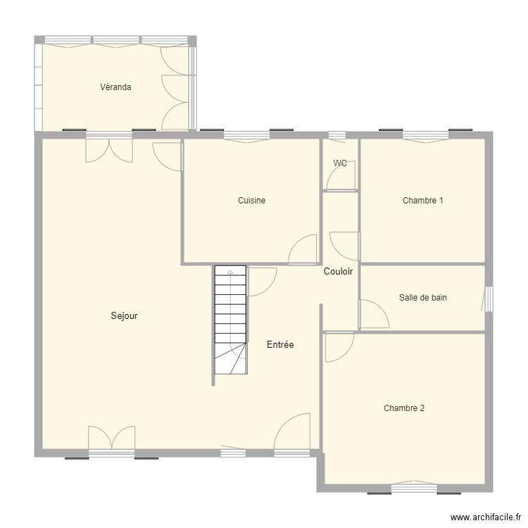 porte rdc. Plan de 7 pièces et 102 m2