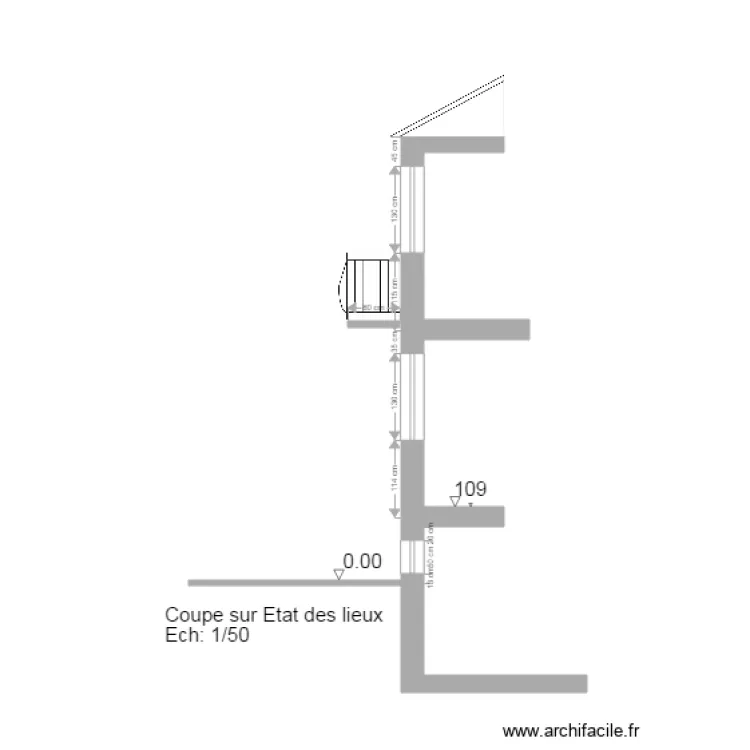 Coupe sur facade EDL. Plan de 