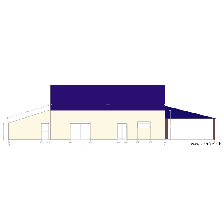 FACADE ARRIERE ETAT FUTUR. Plan de 2 pièces et 62 m2