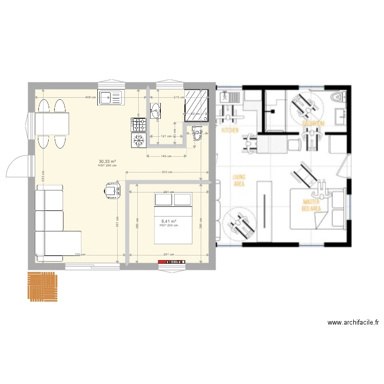 Maison 40 m2. Plan de 0 pièce et 0 m2
