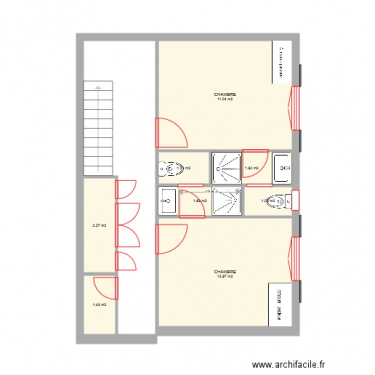 ETAGE APPARTEMENT E. Plan de 0 pièce et 0 m2