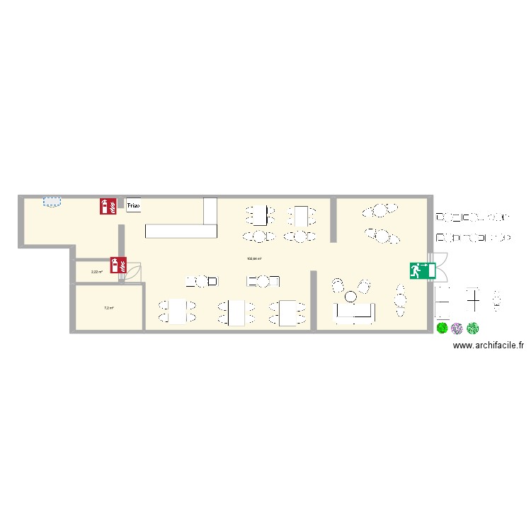 ados . Plan de 3 pièces et 112 m2