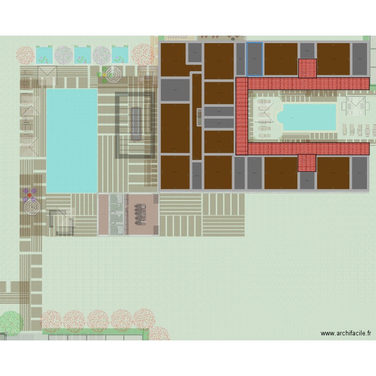 poty. Plan de 62 pièces et 1590 m2