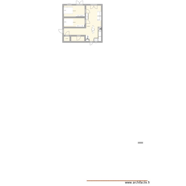 POOL HOUSE. Plan de 4 pièces et 52 m2