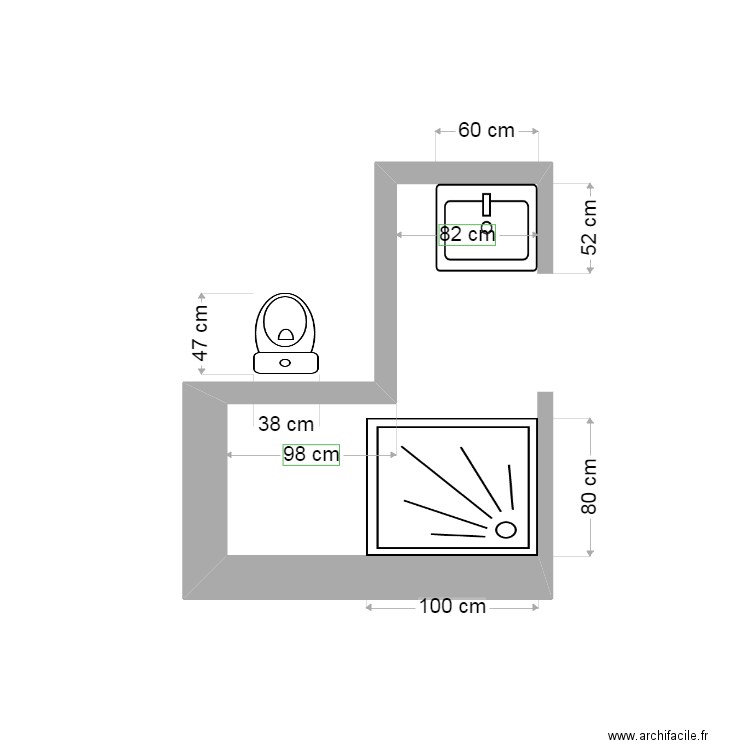 Salle de douche et WC . Plan de 0 pièce et 0 m2