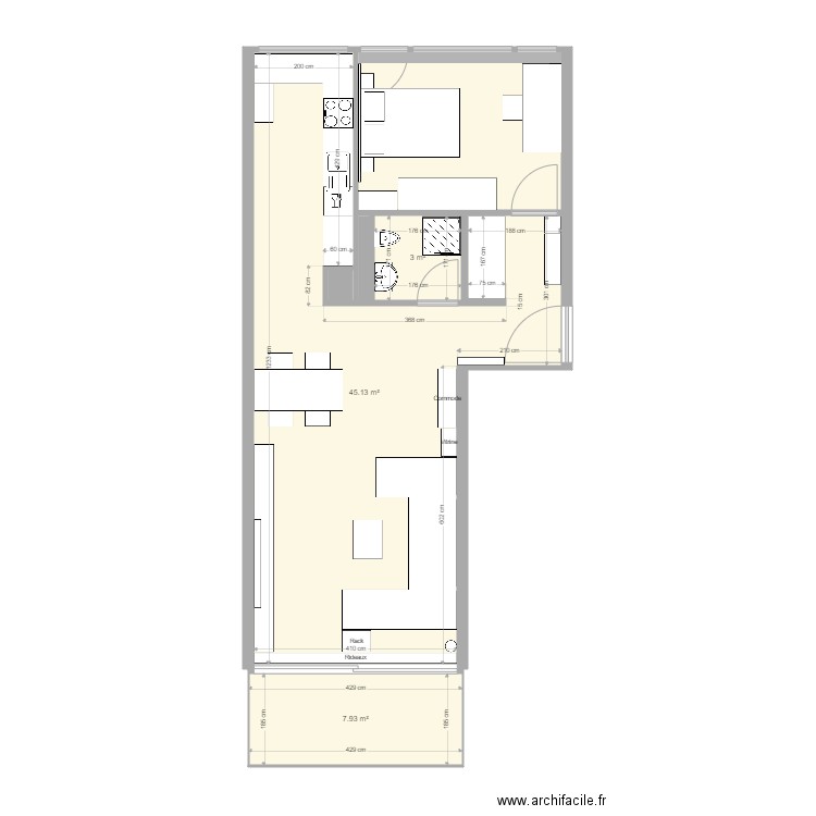Appartement. Plan de 6 pièces et 70 m2