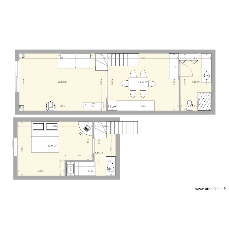 SEDERON BAS. Plan de 5 pièces et 66 m2