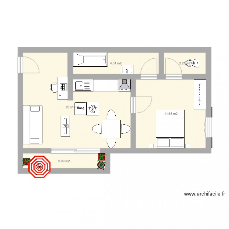 plan appartement 42 m2