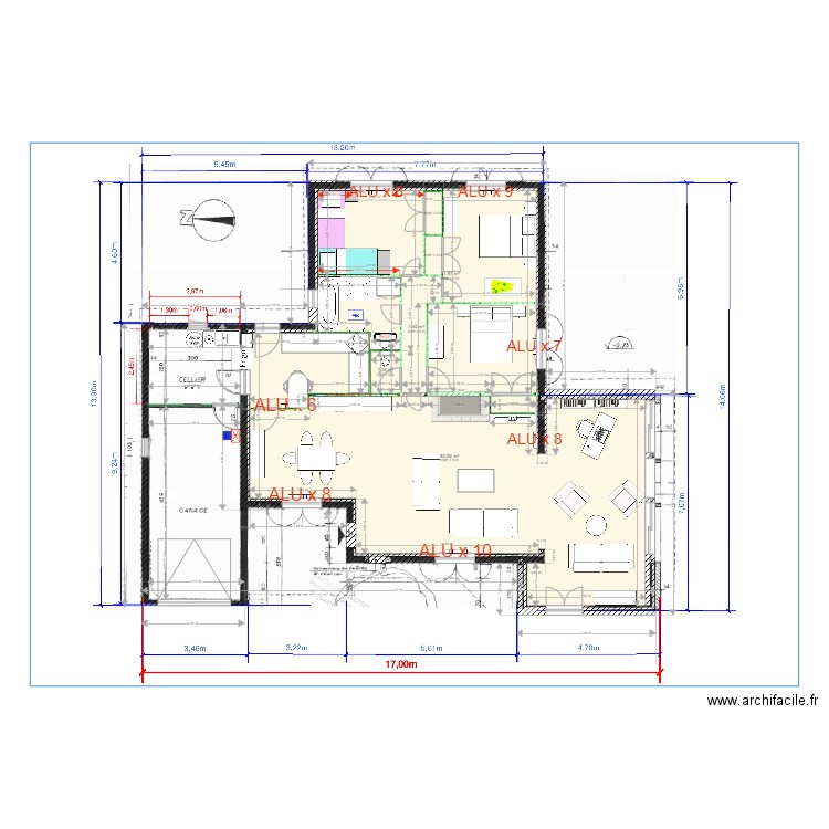 Maison B-E. Plan de 6 pièces et 119 m2