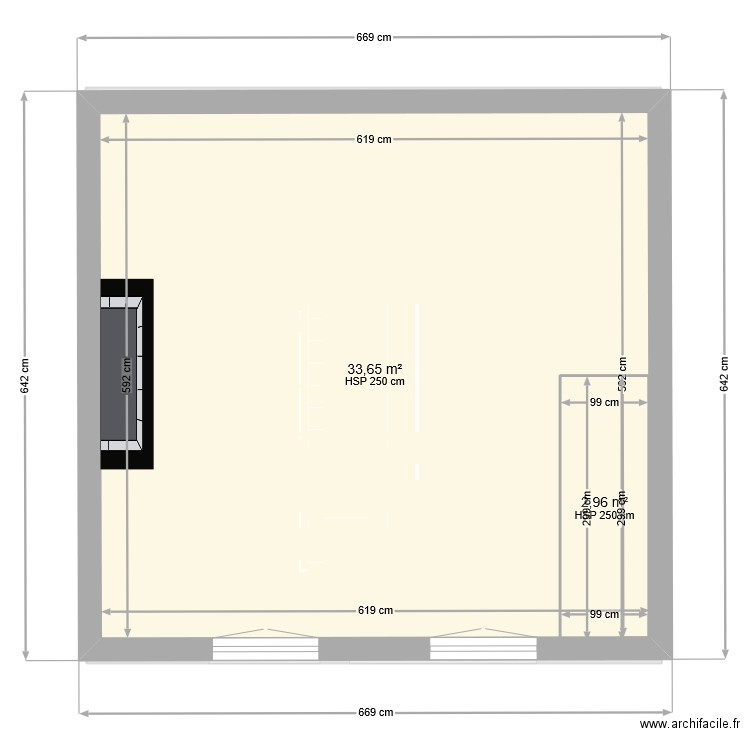 St Aubin du Cormier - Brut. Plan de 3 pièces et 76 m2