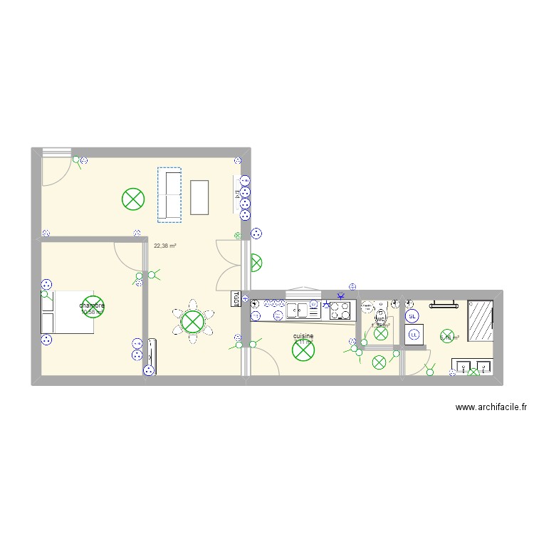  BOURACHOT. Plan de 5 pièces et 47 m2