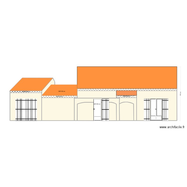 vue de face. Plan de 0 pièce et 0 m2