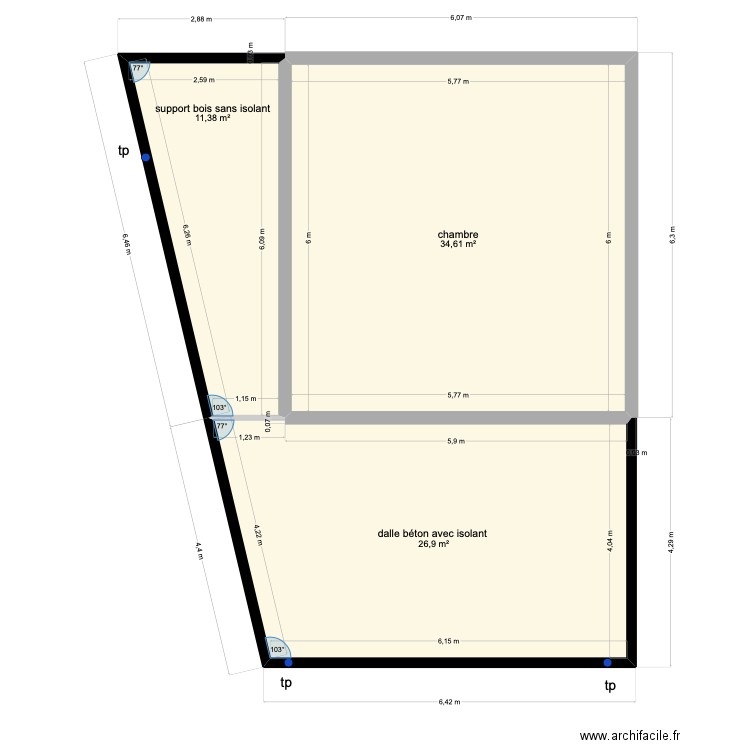 BMS ALLEMAND  MT DORE. Plan de 3 pièces et 73 m2