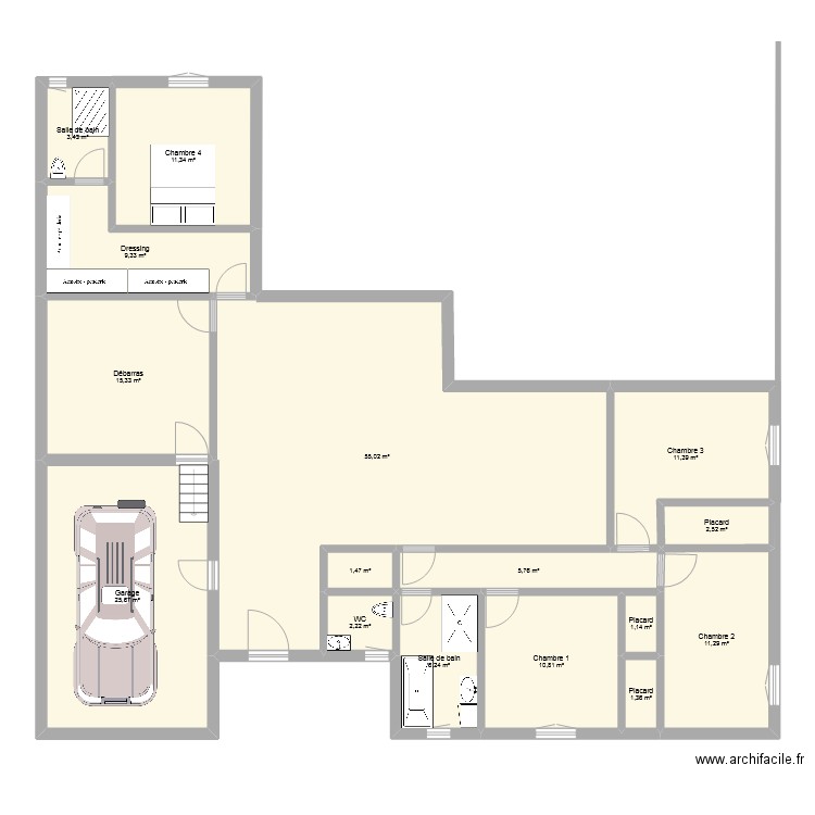 Maison V4. Plan de 16 pièces et 174 m2