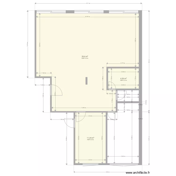 Apr&egrave;s travaux . Plan de 