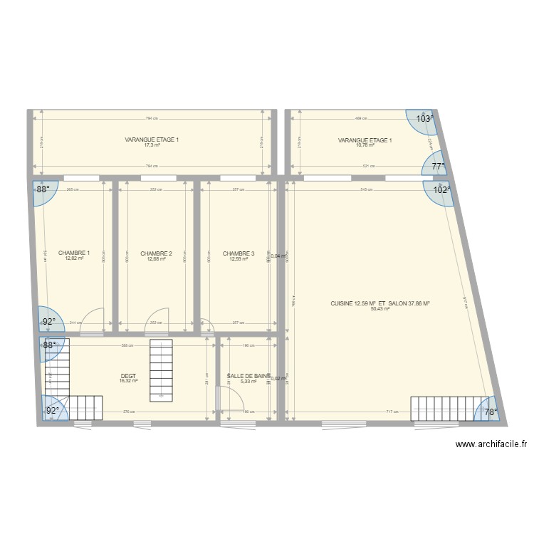 acoly ETAGE 1. Plan de 10 pièces et 139 m2