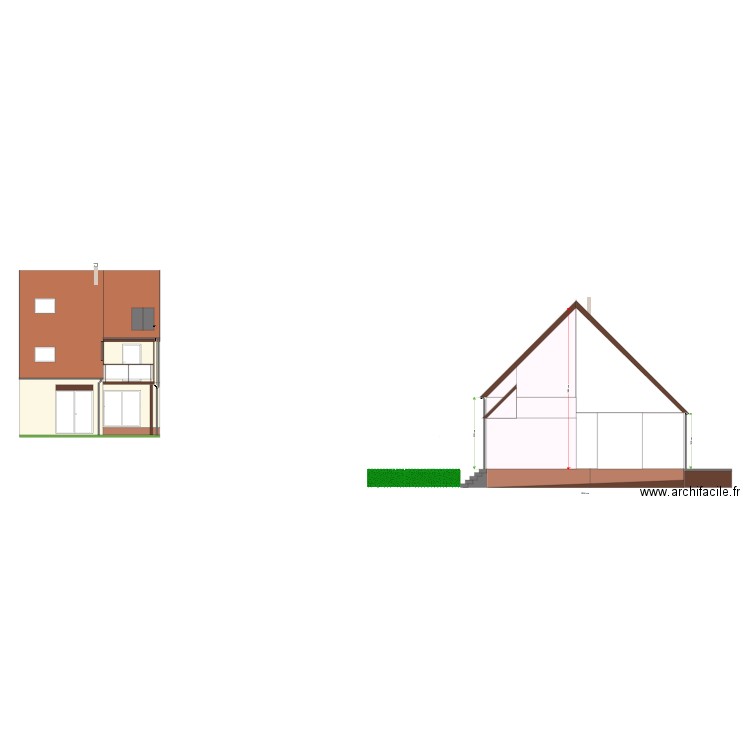 Façade ouest et nord. Plan de 0 pièce et 0 m2