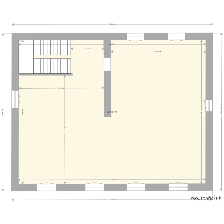 plan côtes extérieures 1er étage vide. Plan de 0 pièce et 0 m2