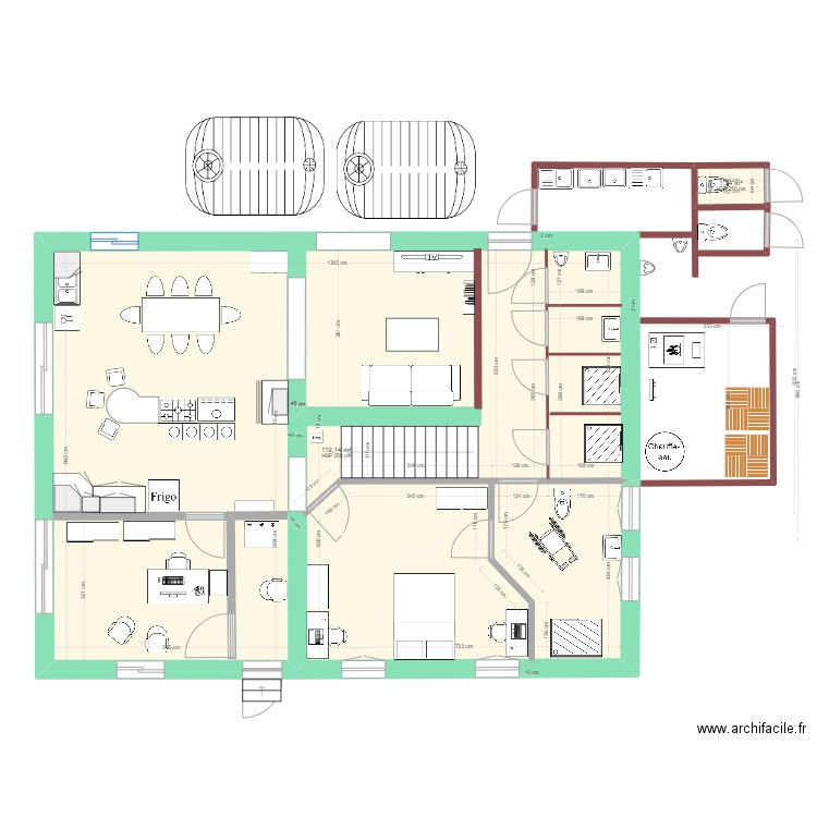 Caro RDC autre plan 2. Plan de 2 pièces et 120 m2