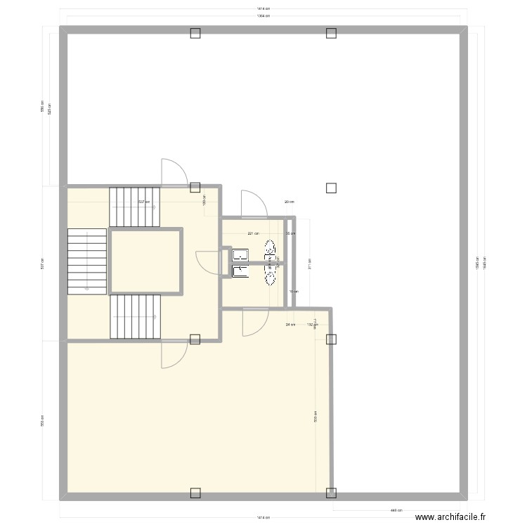 Bureau Daguerre 70/30. Plan de 6 pièces et 91 m2