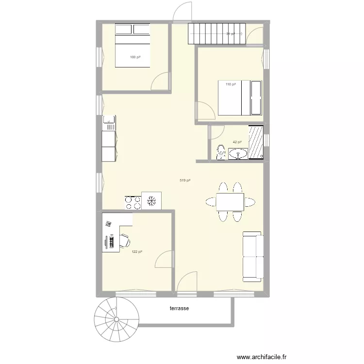 242  avant avec acces toit. Plan de 
