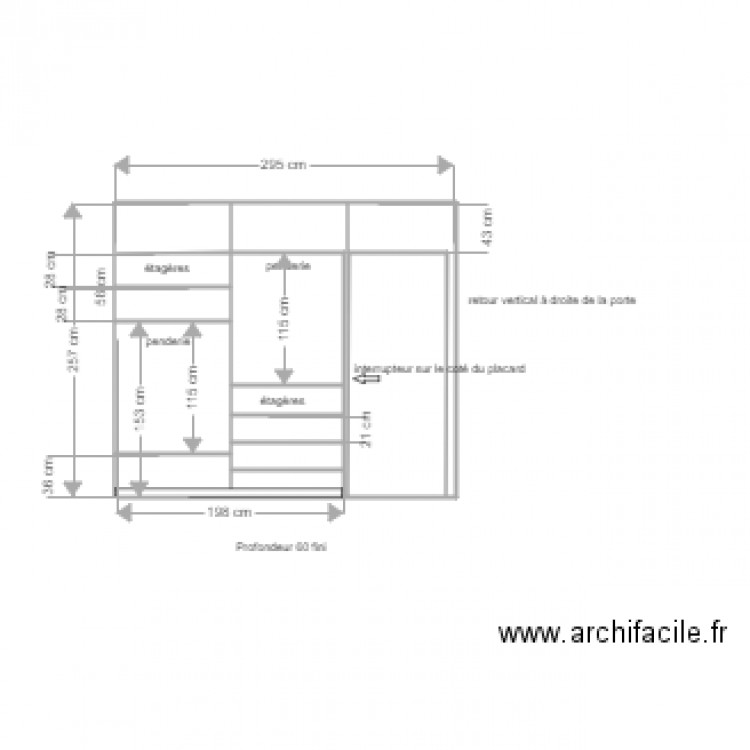 placard chambre intérieur olivier Eglem. Plan de 0 pièce et 0 m2