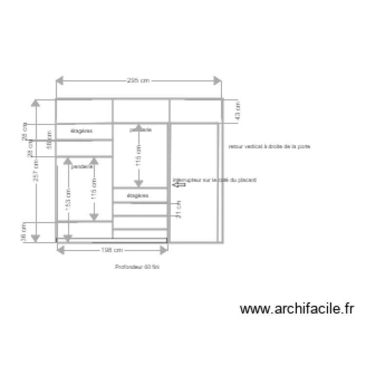 placard chambre int&eacute;rieur olivier Eglem. Plan de 