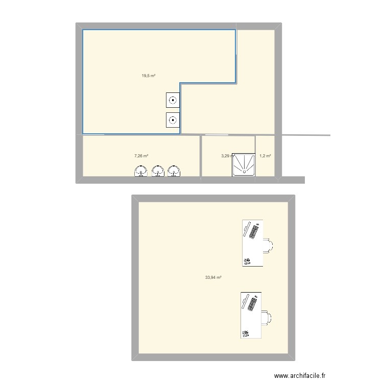 TOILETTES FILLES. Plan de 6 pièces et 83 m2