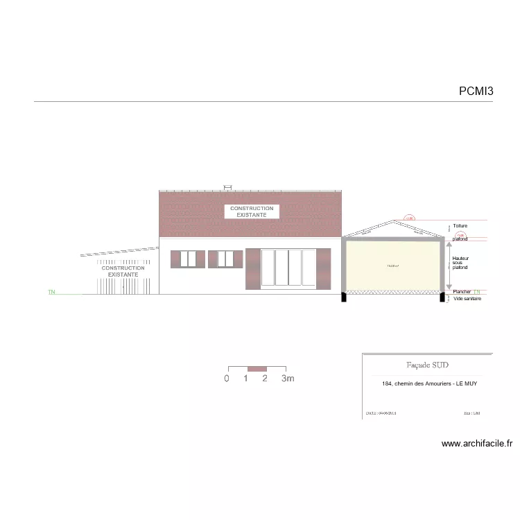 Plan de coupe sud PCMI3. Plan de 