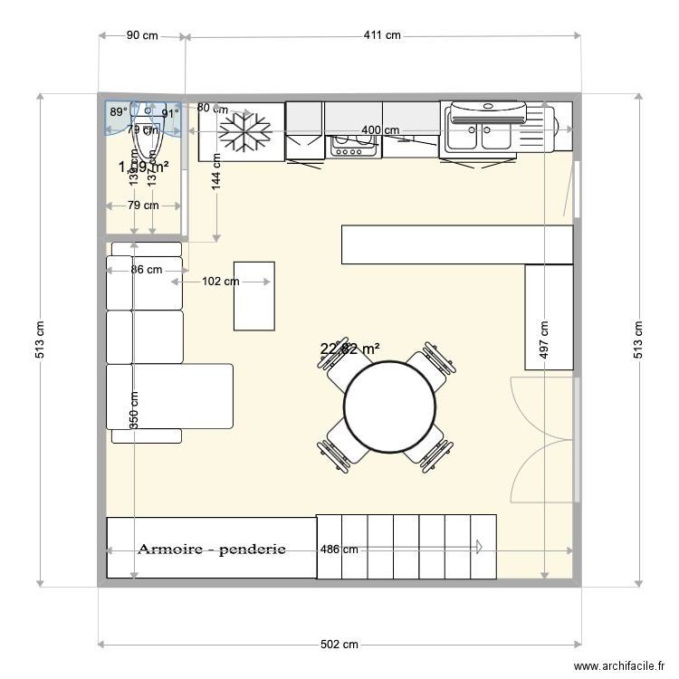 EDEN 7 jp. Plan de 2 pièces et 24 m2