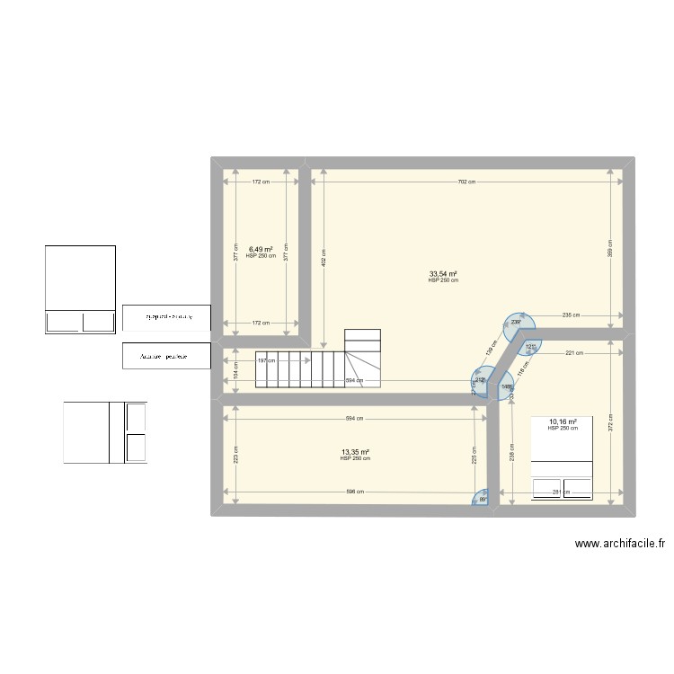 étage projet R variante 4e chambre. Plan de 4 pièces et 64 m2