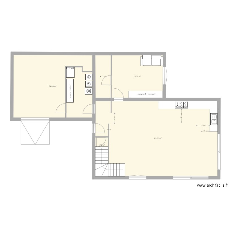 PLAN RDC sans meuble. Plan de 0 pièce et 0 m2