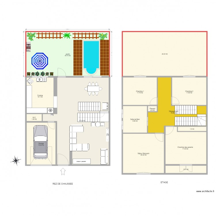 Plan de maison Duplex. Plan de 0 pièce et 0 m2