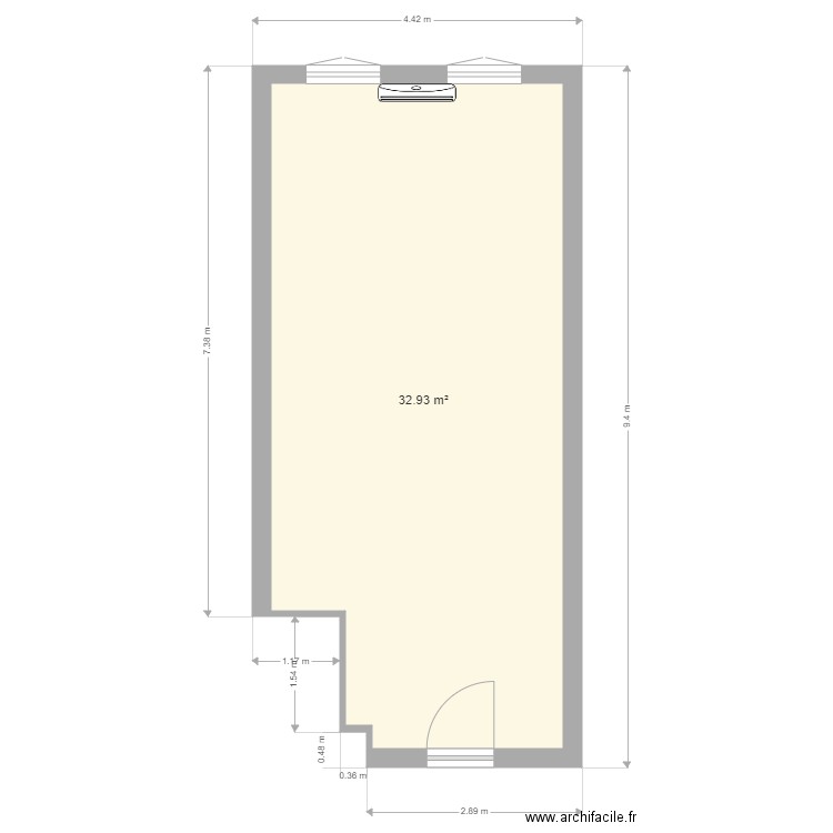 BUREAU A23. Plan de 1 pièce et 33 m2