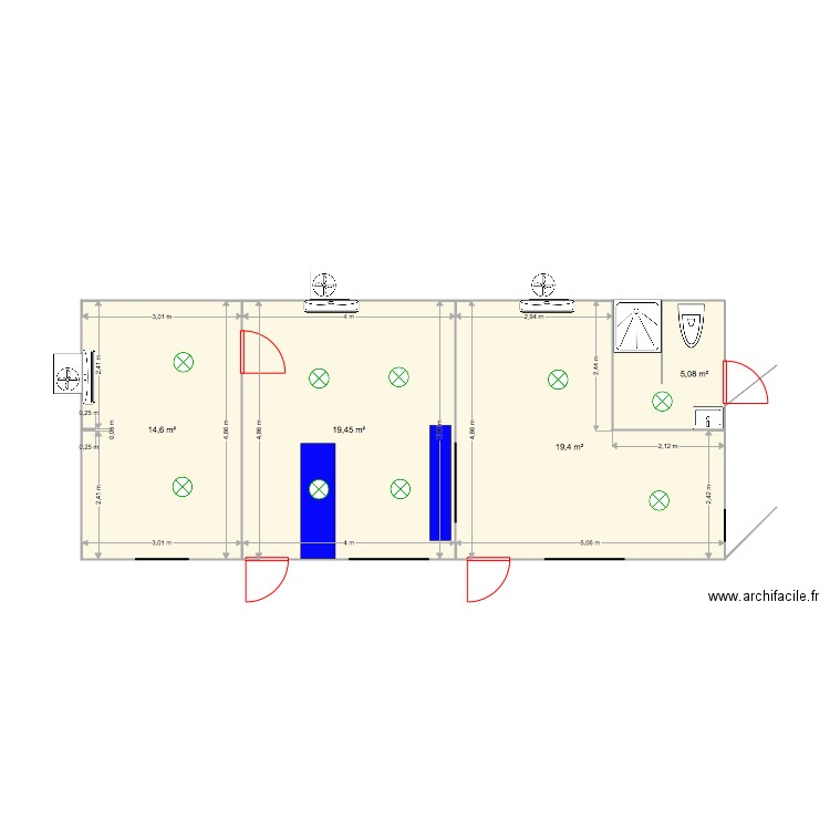 SGB 1. Plan de 4 pièces et 59 m2