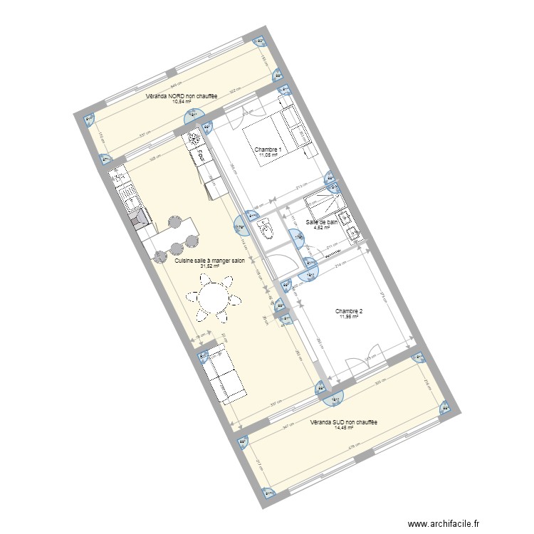 maison la londe les maures avec vérandas. Plan de 8 pièces et 86 m2