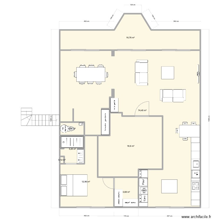 Pornichet De Gaulle RDC Base V3. Plan de 8 pièces et 131 m2