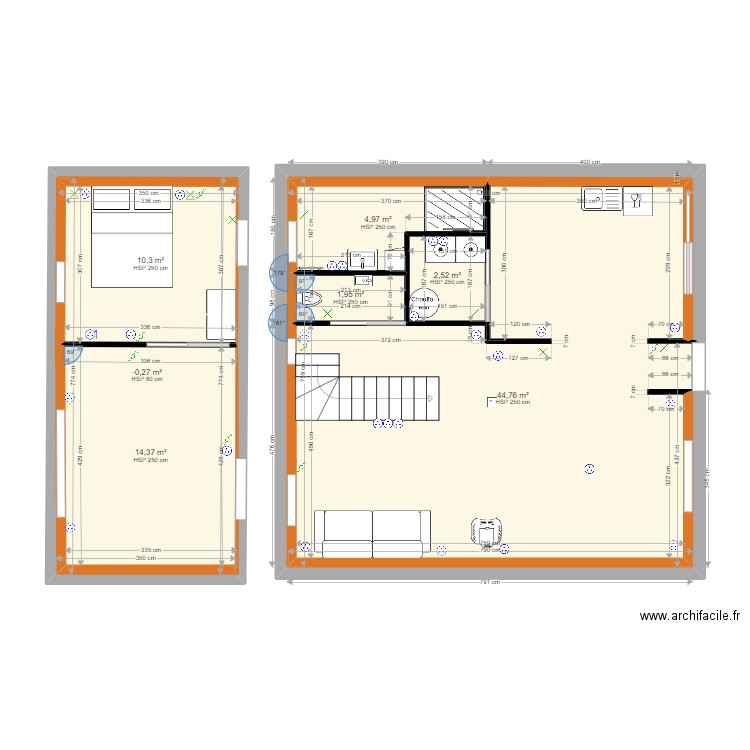 plan du 06022022bis. Plan de 7 pièces et 106 m2