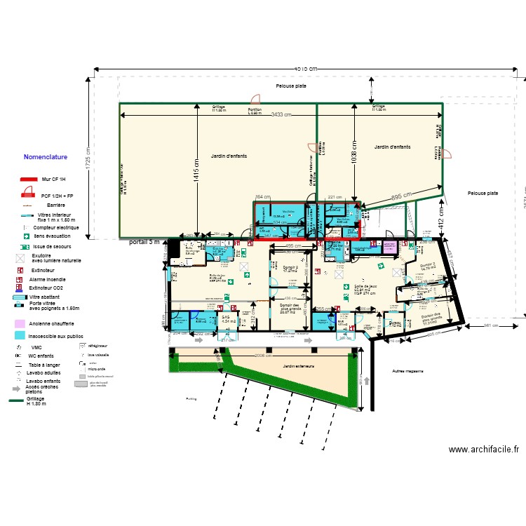 A pas d ourson 3 après projet re modification. Plan de 29 pièces et 816 m2