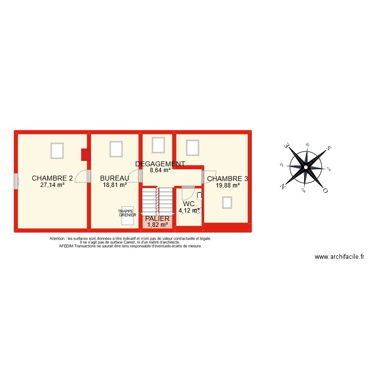 BI 6775 ETAGE 2. Plan de 10 pièces et 84 m2